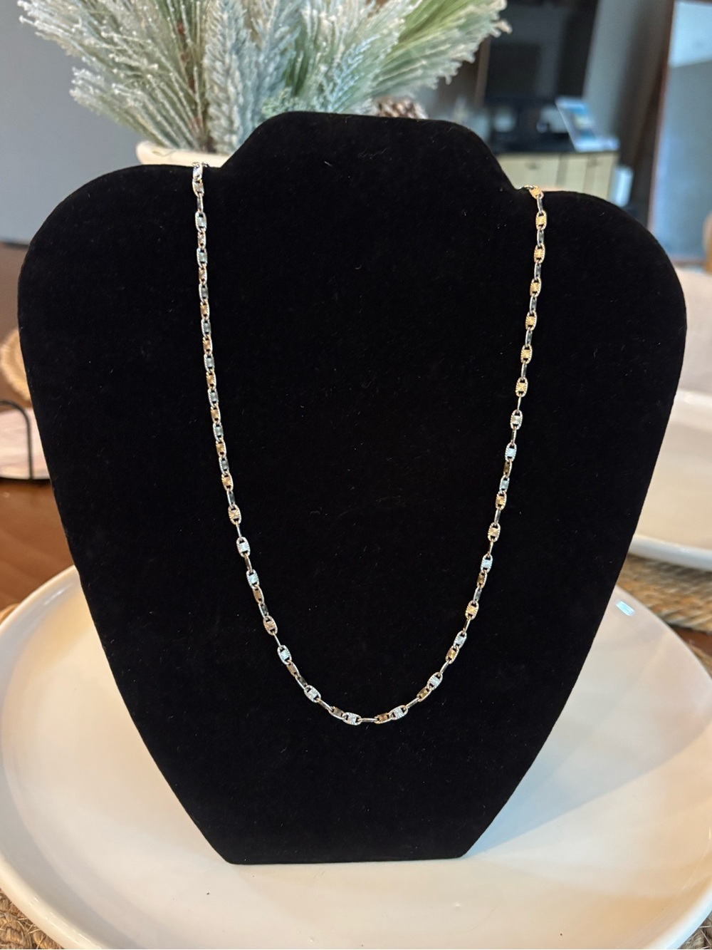 Vintage SPI Italy 925 Sterling Silver Starburst Mirror Link Chain Necklace 20"
